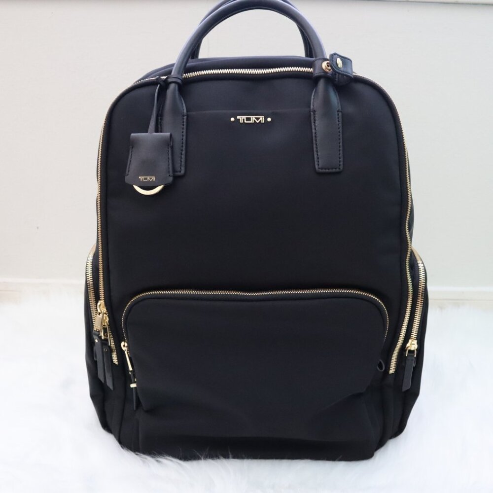 NWOT Tumi Voyageur Uma Backpack — Black & Gold